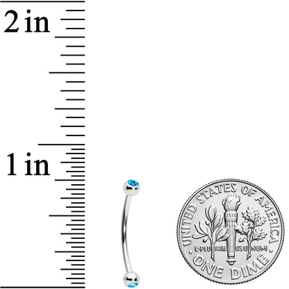 16G 9/16 Aqua Gem Ball End Curved Barbell