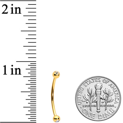 16G 5/8 Clear Gem Ball End Gold Tone Curved Barbell