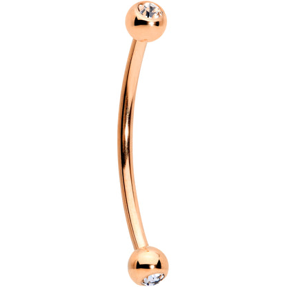 16G 5/8 Clear Gem Ball End Rose Gold Tone Curved Barbell