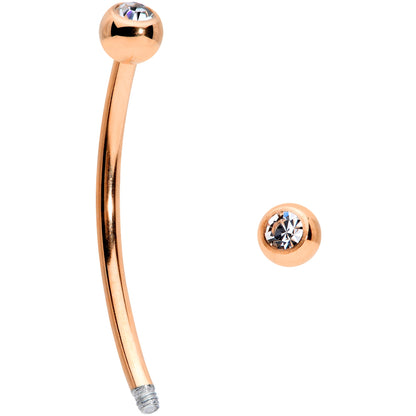 16G 5/8 Clear Gem Ball End Rose Gold Tone Curved Barbell