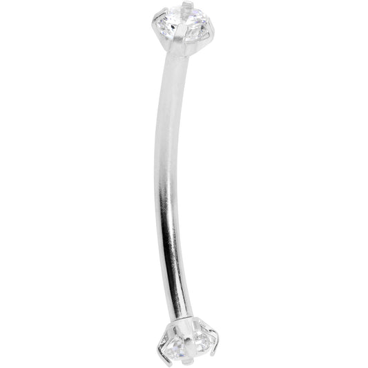 16G 9/16 Clear CZ Gem End Curved Barbell