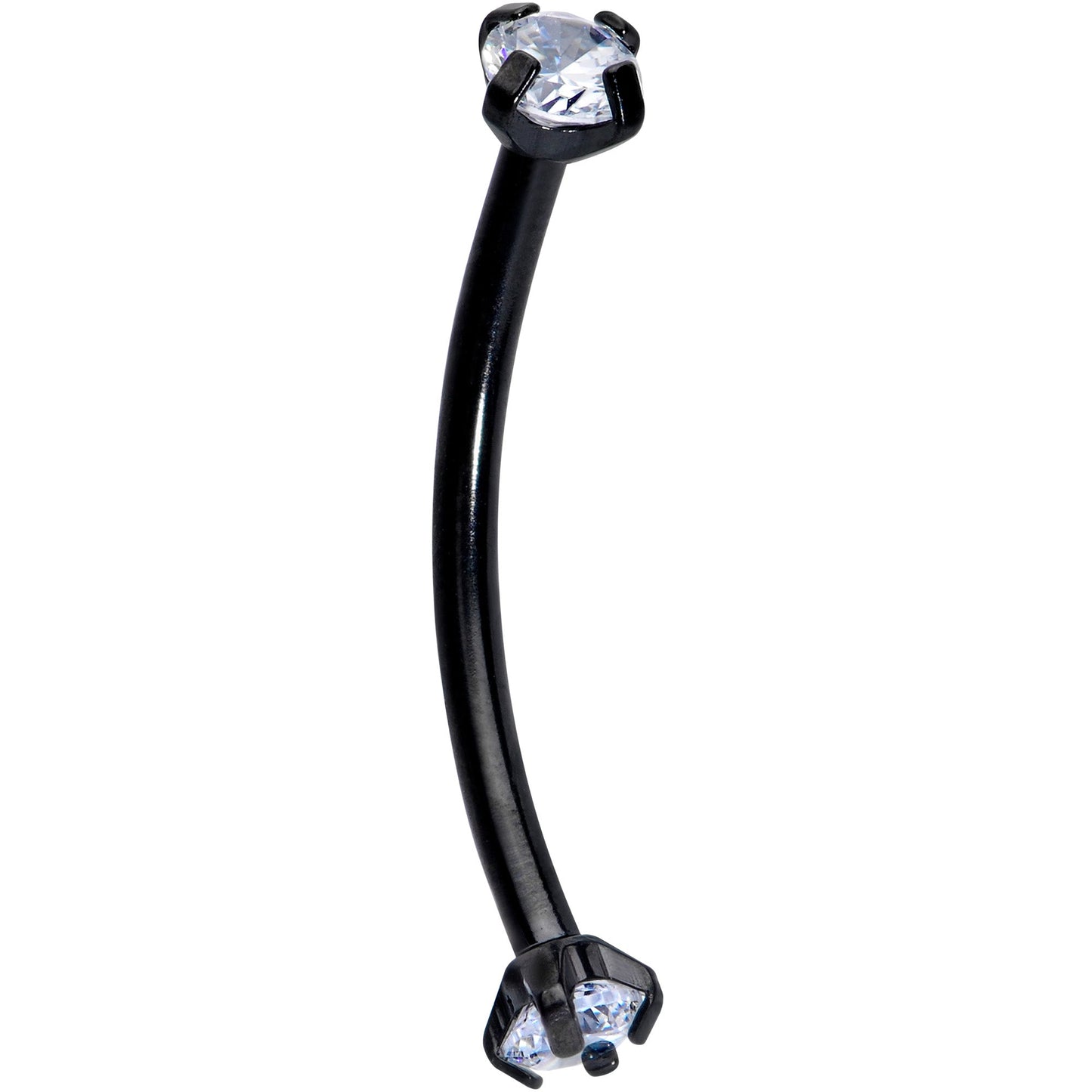 16G 9/16 Clear CZ Gem End Black Curved Barbell