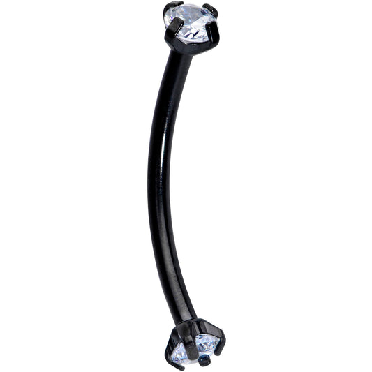16G 9/16 Clear CZ Gem End Black Curved Barbell
