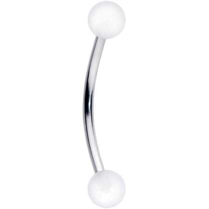 16G 9/16 White Glow in the Dark Ball End Curved Barbell