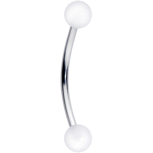 16G 9/16 White Glow in the Dark Ball End Curved Barbell