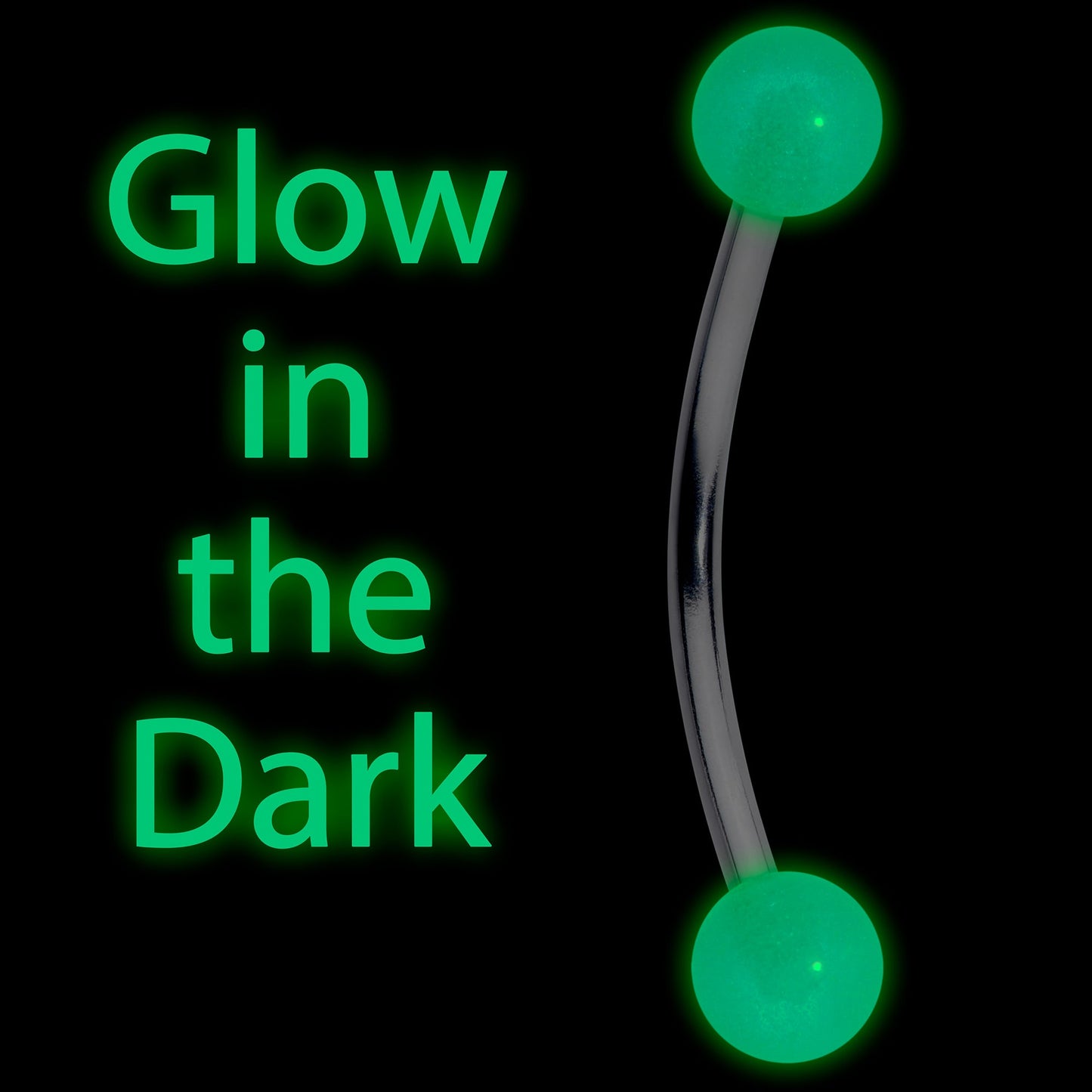 16G 9/16 White Glow in the Dark Ball End Curved Barbell