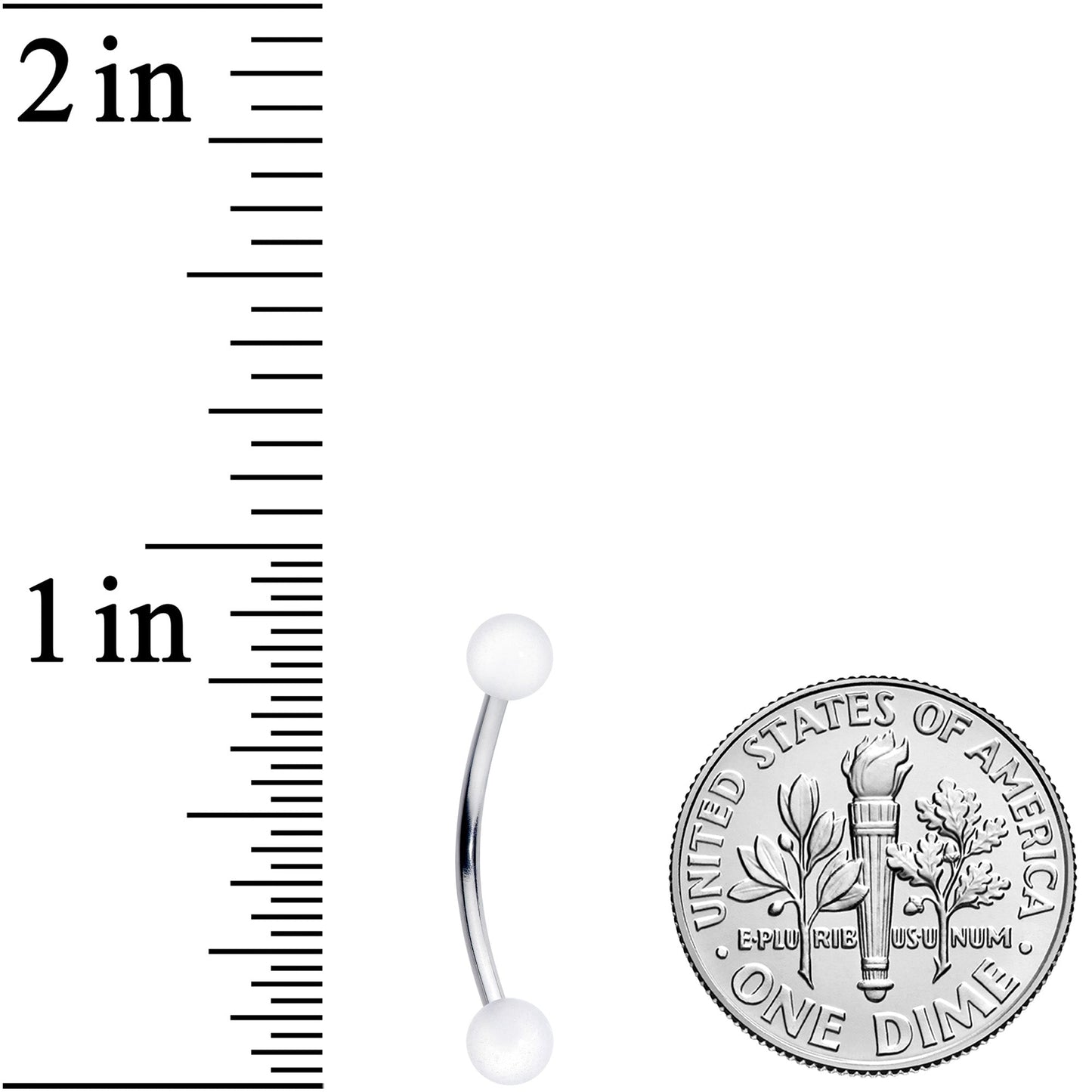 16G 9/16 White Glow in the Dark Ball End Curved Barbell