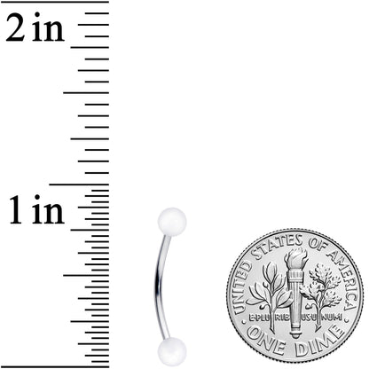 16G 9/16 White Glow in the Dark Ball End Curved Barbell