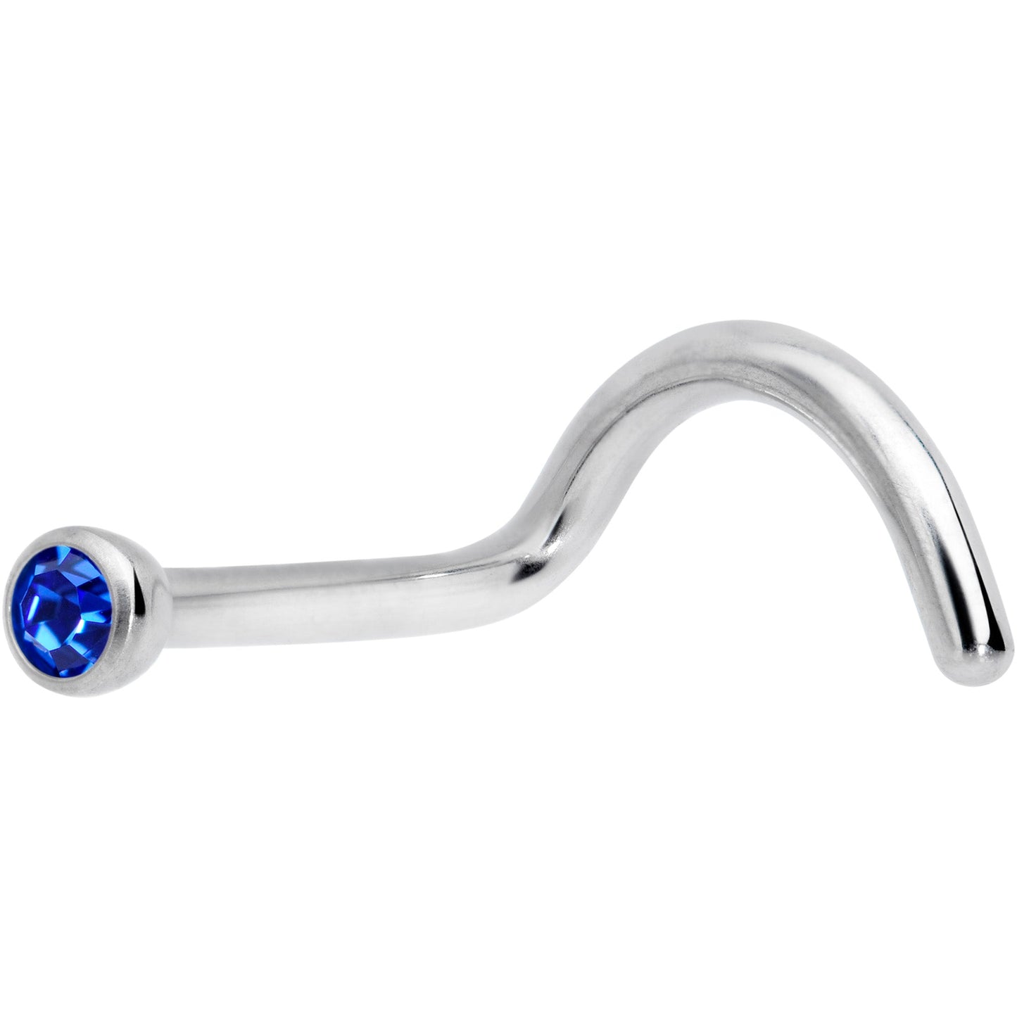 18G Blue 2mm Grade 23 Titanium Press Fit Left Nose Ring Screw