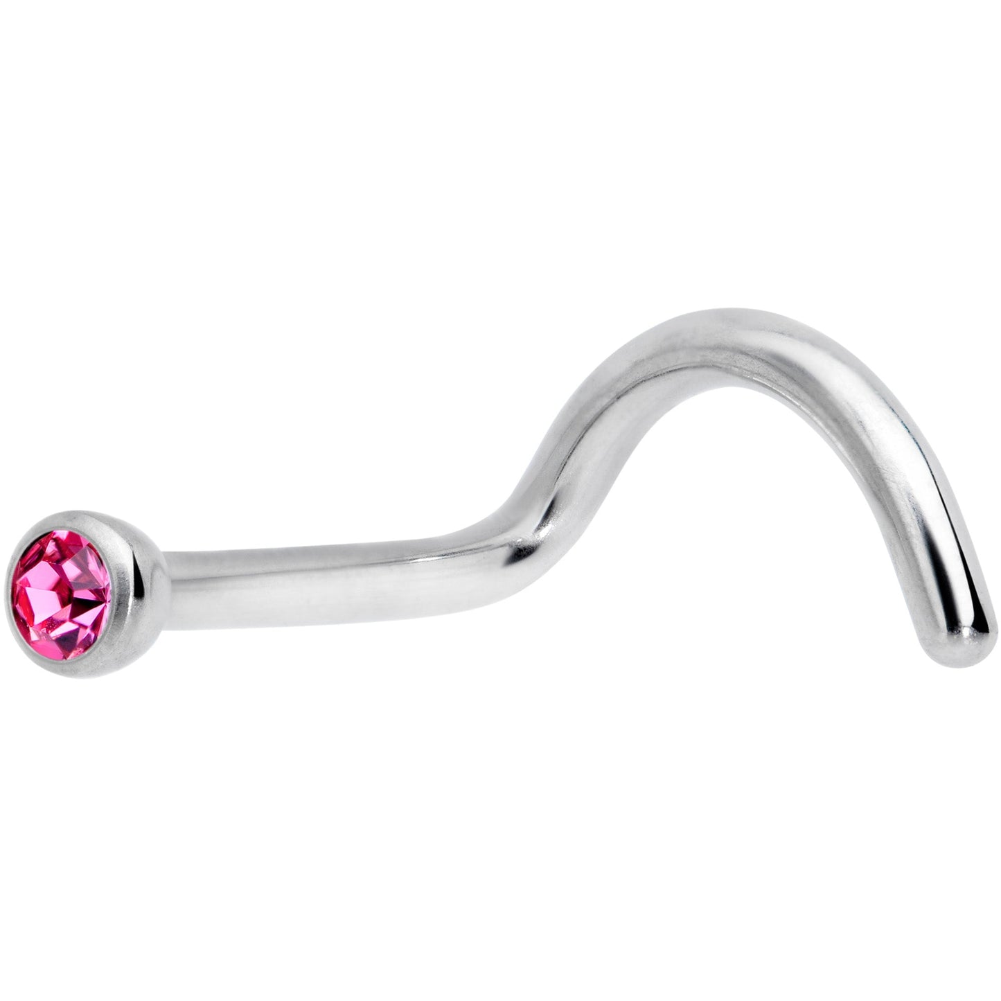 18G Pink 2mm Grade 23 Titanium Press Fit Left Nose Ring Screw