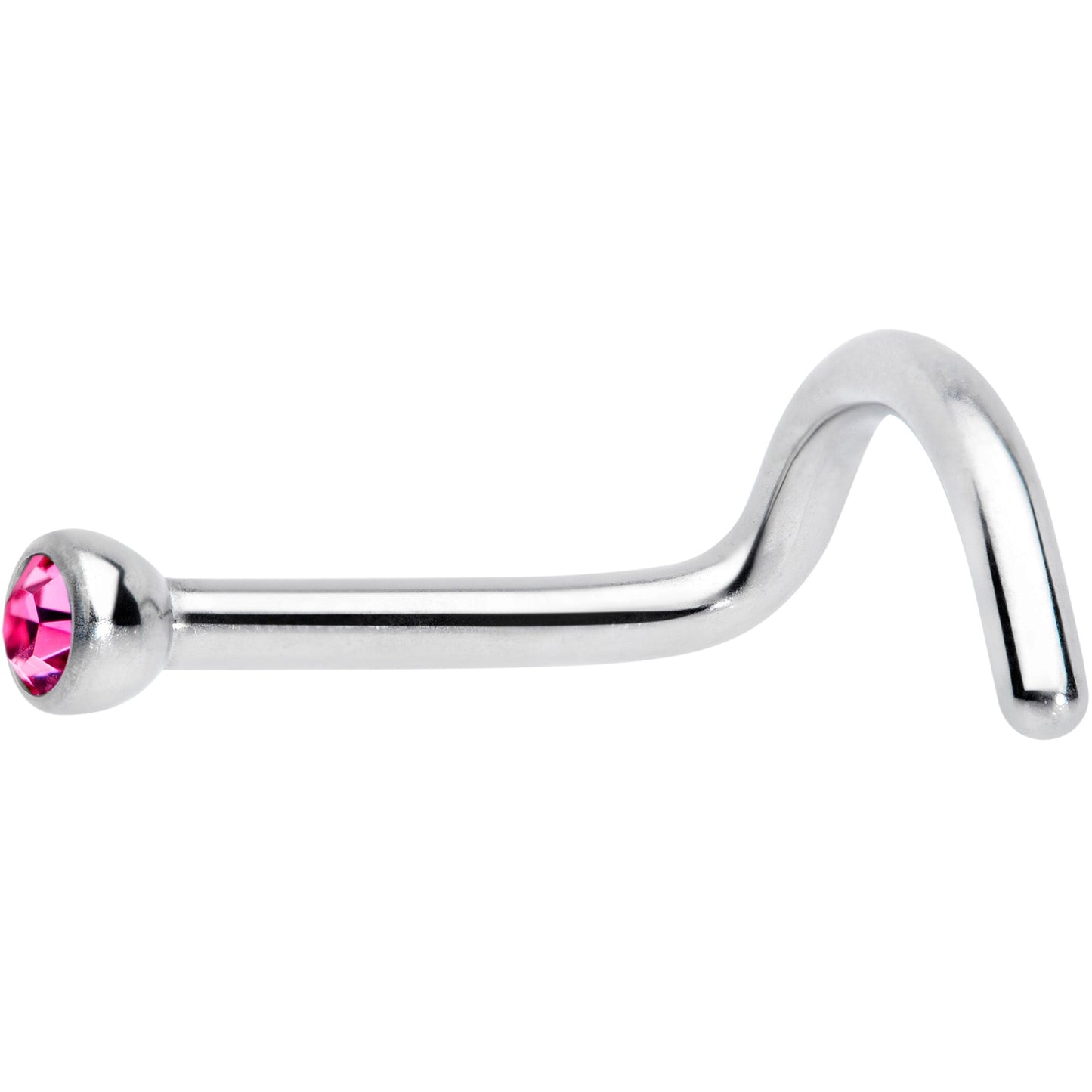 18G Pink 2mm Grade 23 Titanium Press Fit Left Nose Ring Screw