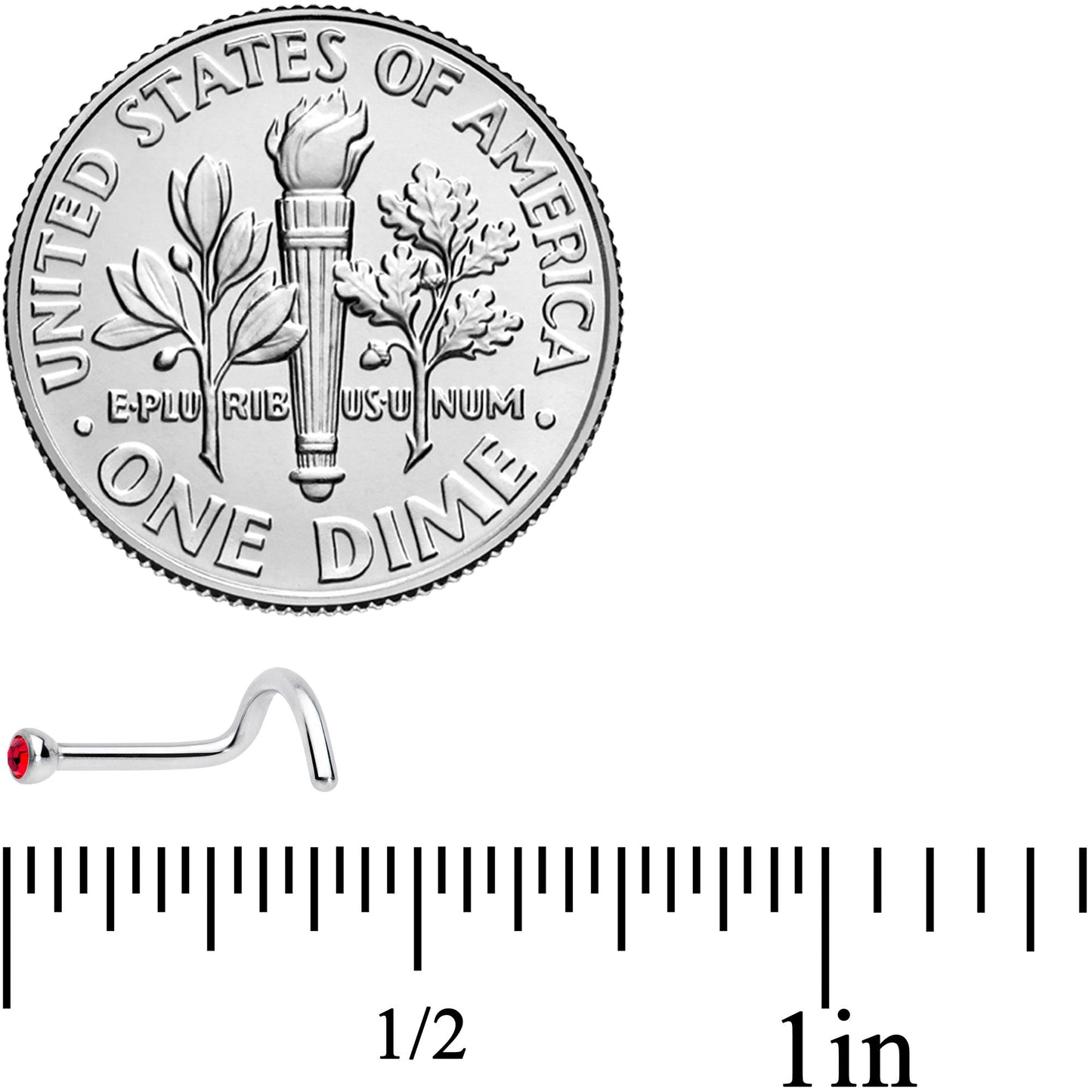 18G Red 2mm Grade 23 Titanium Press Fit Left Nose Ring Screw