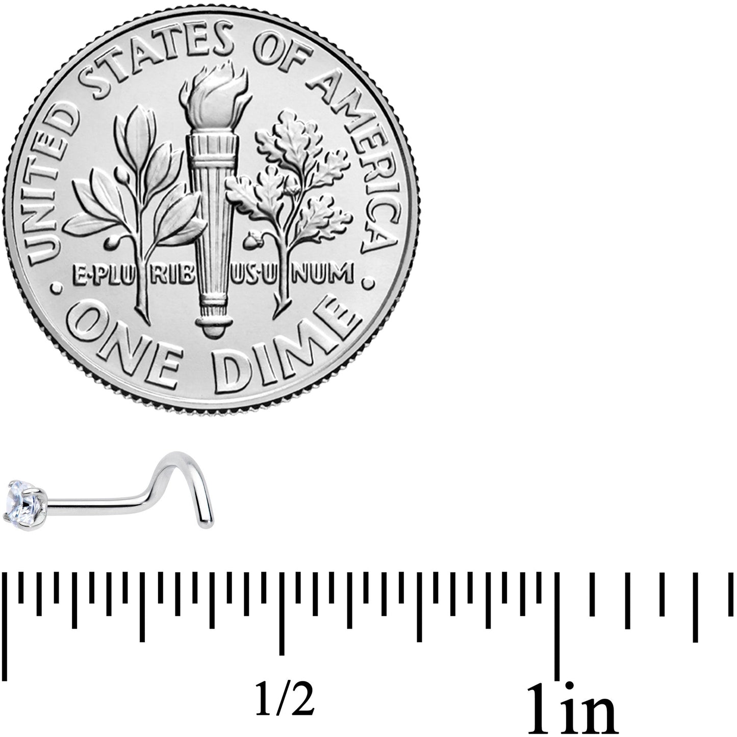 18G 7mm Clear 2.5mm CZ Gem Grade 23 Titanium Left Side Nose Screw