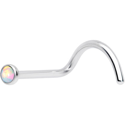 20G 7mm White 2mm Synthetic Opal Titanium Left Nose Ring Screw