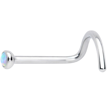 20G 7mm White 2mm Synthetic Opal Titanium Left Nose Ring Screw