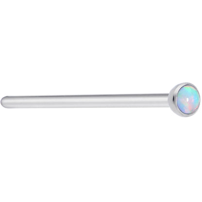 20G 3/4 White 2mm Synthetic Opal Titanium Fishtail Nose Ring
