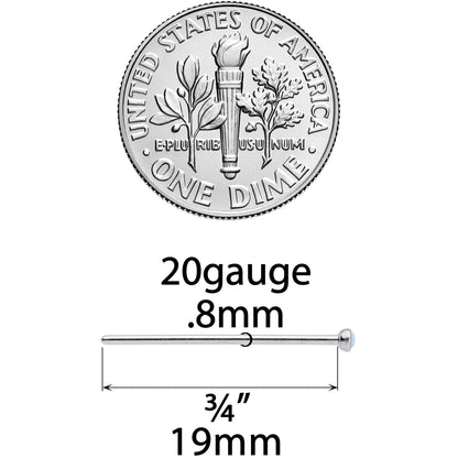 20G 3/4 White 2mm Synthetic Opal Titanium Fishtail Nose Ring