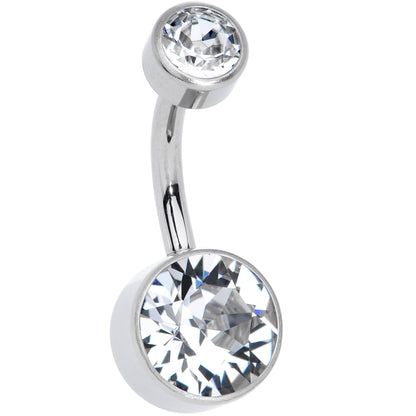 Clear 8mm Titanium Internal Thread Belly Ring Created with Crystals