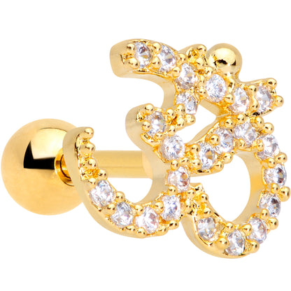 16G 1/4 Clear CZ Gem Gold Tone Amazing Om Cartilage Tragus