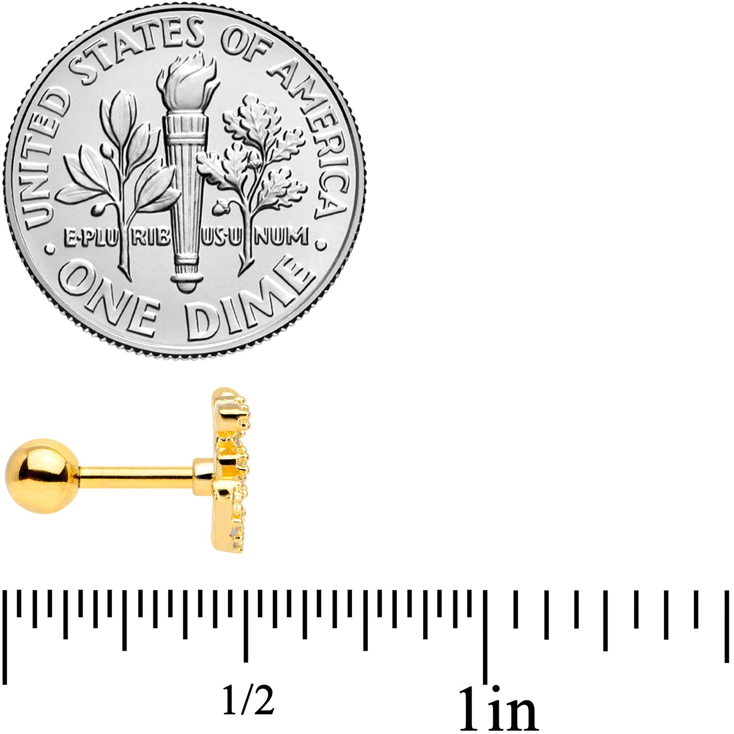 16G 1/4 Clear CZ Gem Gold Tone Amazing Om Cartilage Tragus