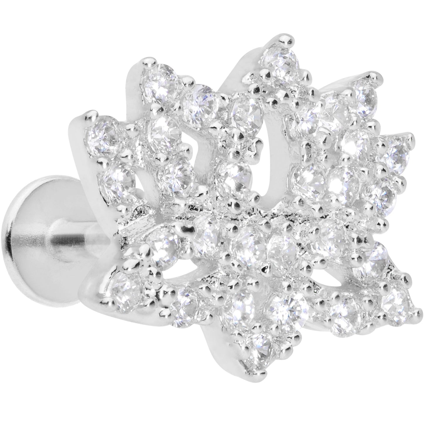 16G 5/16 Clear CZ Gem Lotus Flower Labret Monroe Tragus