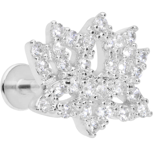 16G 5/16 Clear CZ Gem Lotus Flower Labret Monroe Tragus