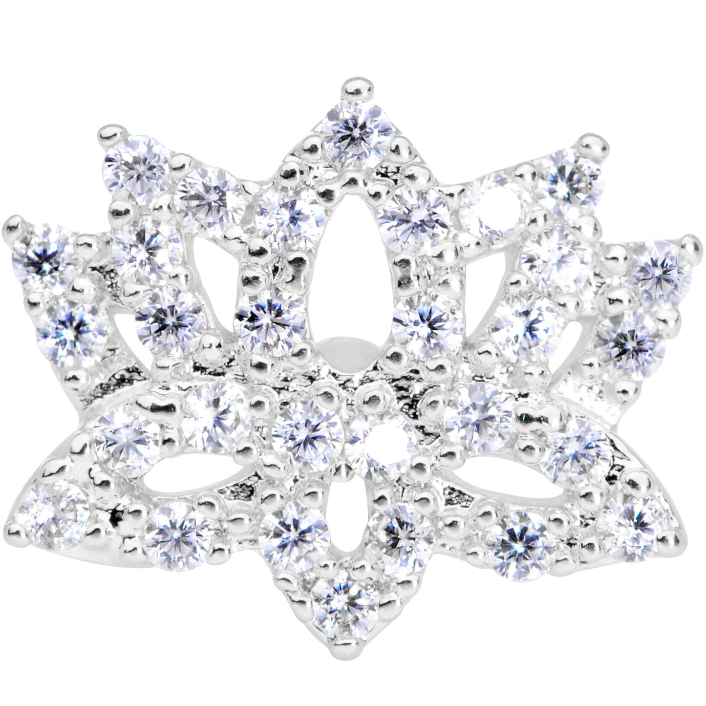 16G 5/16 Clear CZ Gem Lotus Flower Labret Monroe Tragus