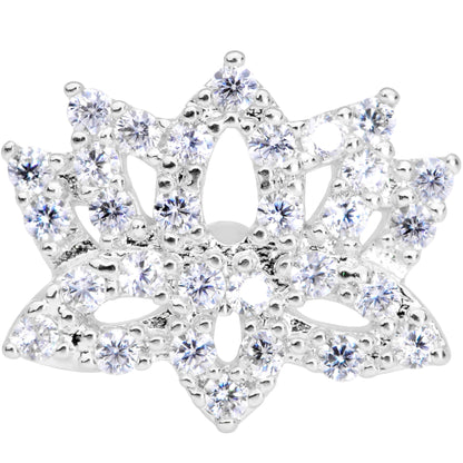 16G 5/16 Clear CZ Gem Lotus Flower Labret Monroe Tragus