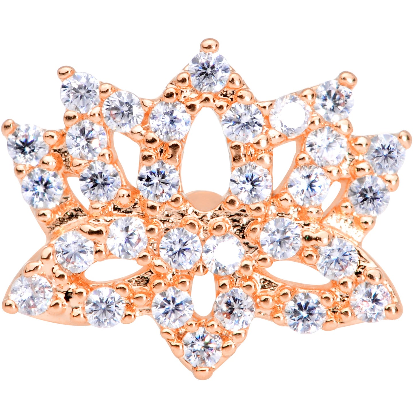 16G 5/16 Clear CZ Gem Rose Gold Tone Lotus Flower Labret Monroe