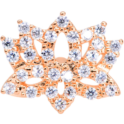 16G 5/16 Clear CZ Gem Rose Gold Tone Lotus Flower Labret Monroe