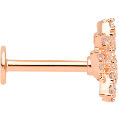 16G 5/16 Clear CZ Gem Rose Gold Tone Lotus Flower Labret Monroe