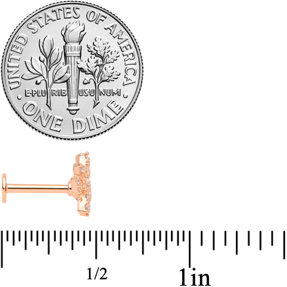 16G 5/16 Clear CZ Gem Rose Gold Tone Lotus Flower Labret Monroe