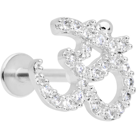 16G 5/16 Clear CZ Gem Amazing Om Labret Monroe Tragus