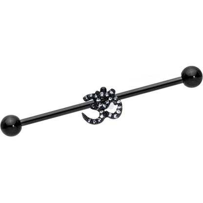 14G Clear CZ Gem Black Amazing Om Industrial Barbell 38mm