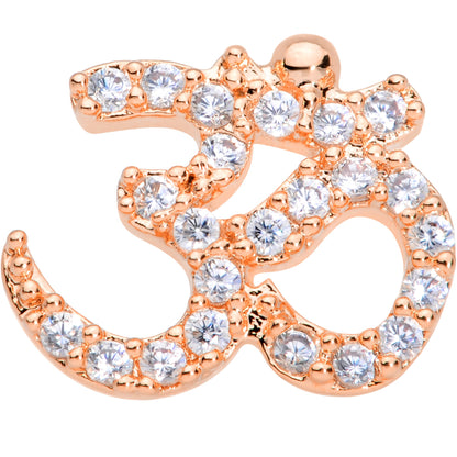 20G 1/4 Clear CZ Gem Rose Gold Tone Amazing Om Nose Bone