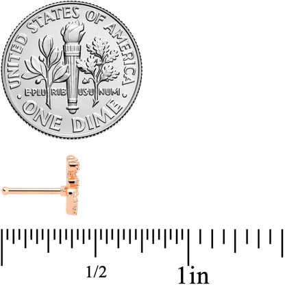 20G 1/4 Clear CZ Gem Rose Gold Tone Amazing Om Nose Bone