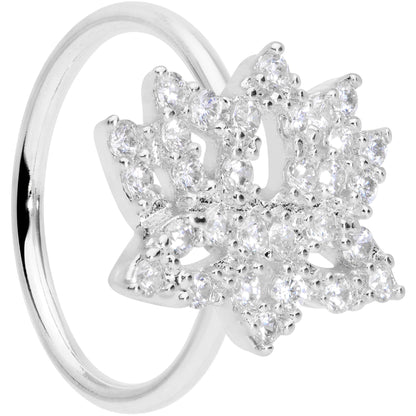 18G 3/8 Clear CZ Gem Lotus Flower Nose Hoop