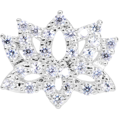 18G 3/8 Clear CZ Gem Lotus Flower Nose Hoop
