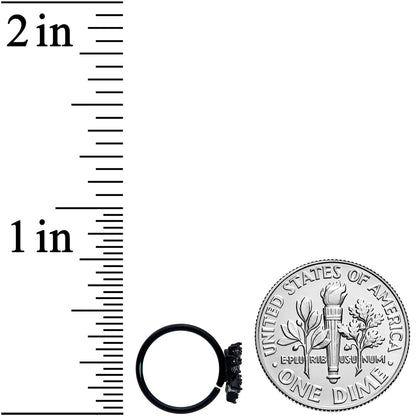 18G 3/8 Clear CZ Gem Black Lotus Flower Nose Hoop