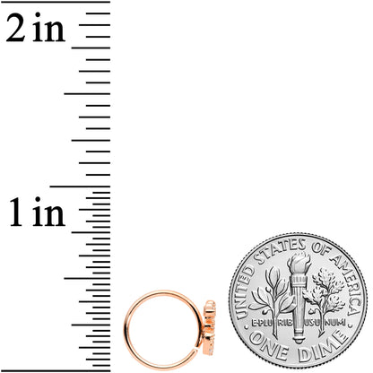 18G 3/8 Clear CZ Gem Rose Gold Tone Amazing Om Nose Hoop