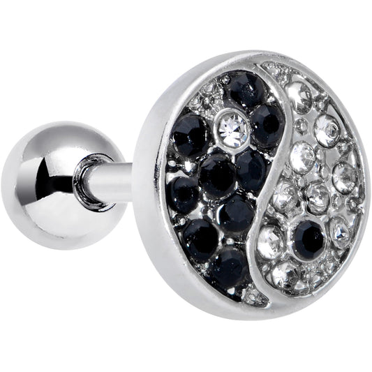 16G 1/4 Clear Black Gem Yin Yang Cartilage Tragus