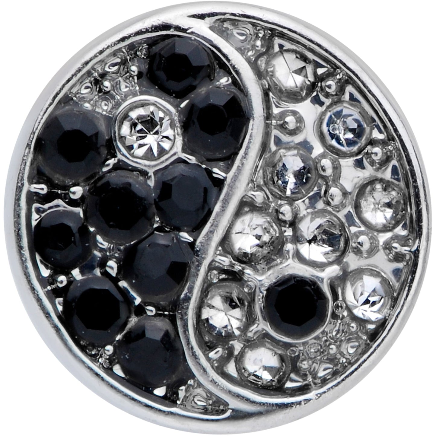 16G 5/16 Clear Black Gem Yin Yang Labret Monroe Tragus