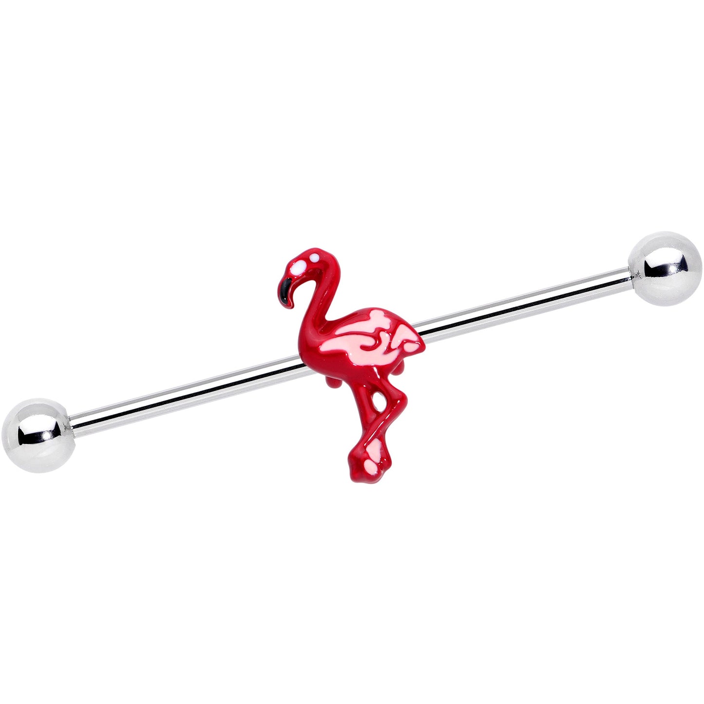 14G Red Pink Flamingo Industrial Barbell 38mm