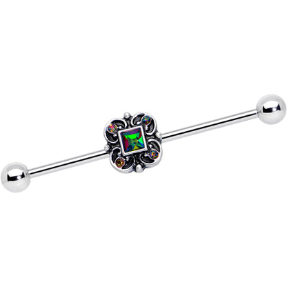 14G Vitrail Gem Royal Seal Industrial Barbell 38mm