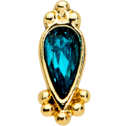 16G 5/16 Green Gem Gold Tone Teardrop Labret Monroe Tragus