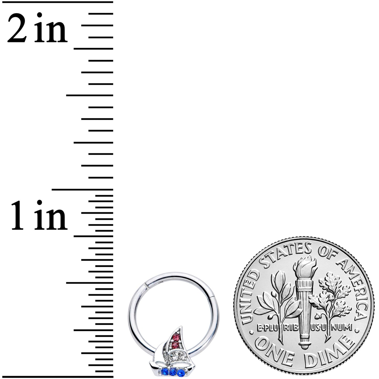 16G 3/8 Blue Purple Gem Sailboat Hinged Segment Ring