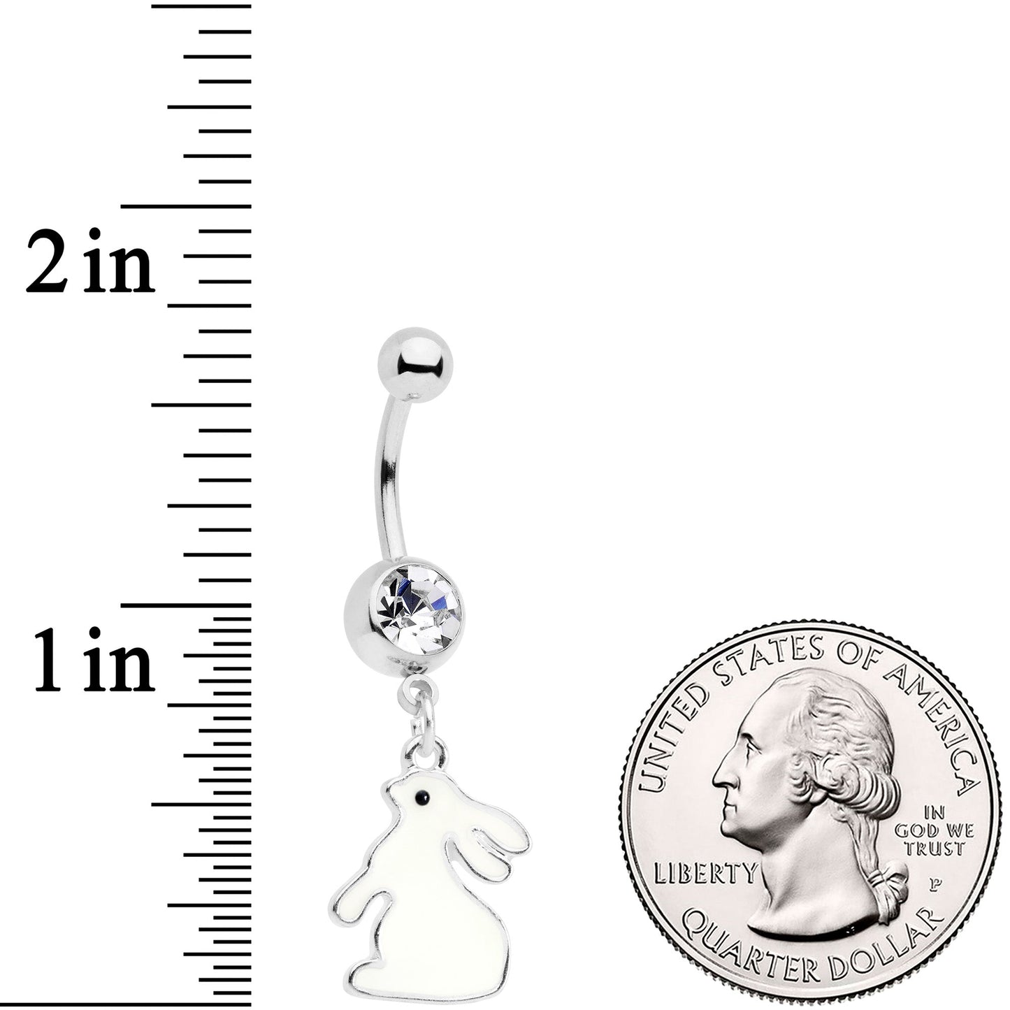 Clear Gem Easter Bunny Glow in the Dark Dangle Belly Ring