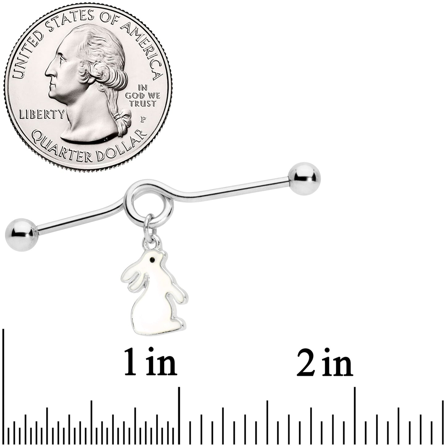 14G Easter Bunny Glow in the Dark Dangle Project Bar 38mm