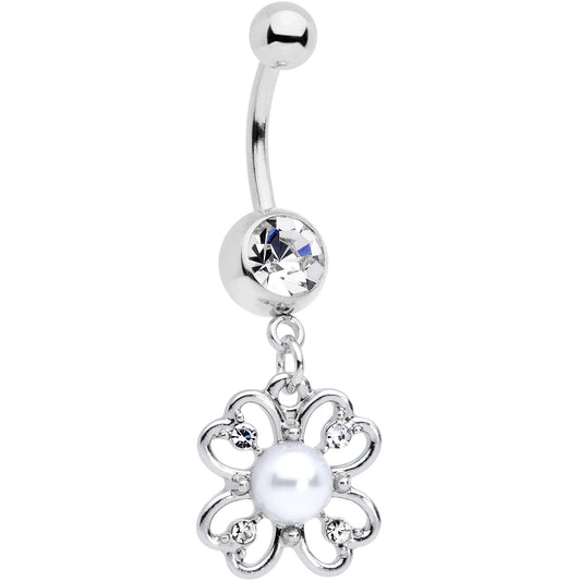 Clear Gem Sumptuous Shamrock St Patricks Day Dangle Belly Ring
