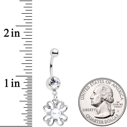 Clear Gem Sumptuous Shamrock St Patricks Day Dangle Belly Ring